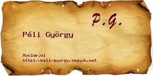 Péli György névjegykártya
